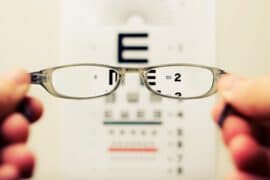 Eyeglasses and eye exam chart